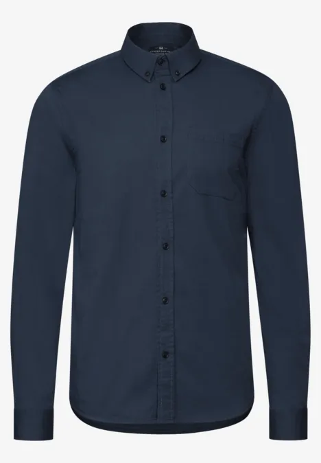 Slim fit overhemd in popeline bold blue