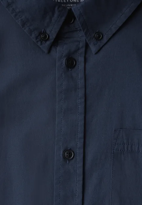 Slim fit overhemd in popeline bold blue