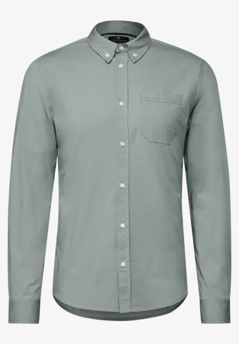 Slim fit overhemd in popeline silver green