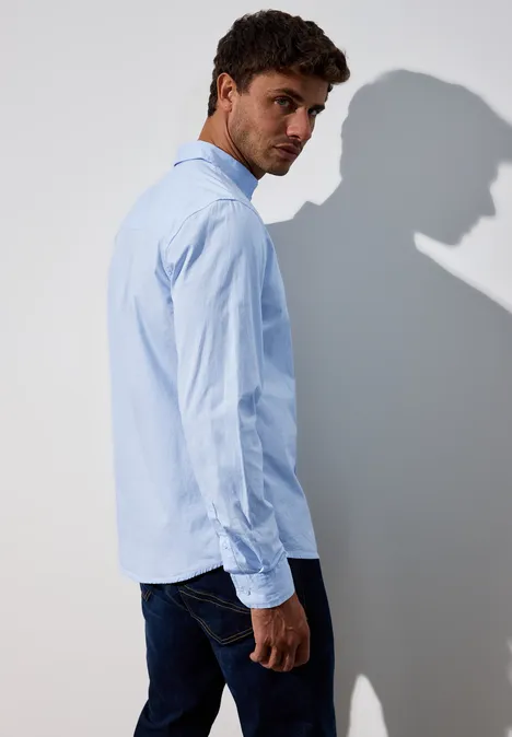 Slim fit overhemd in popeline soft blue