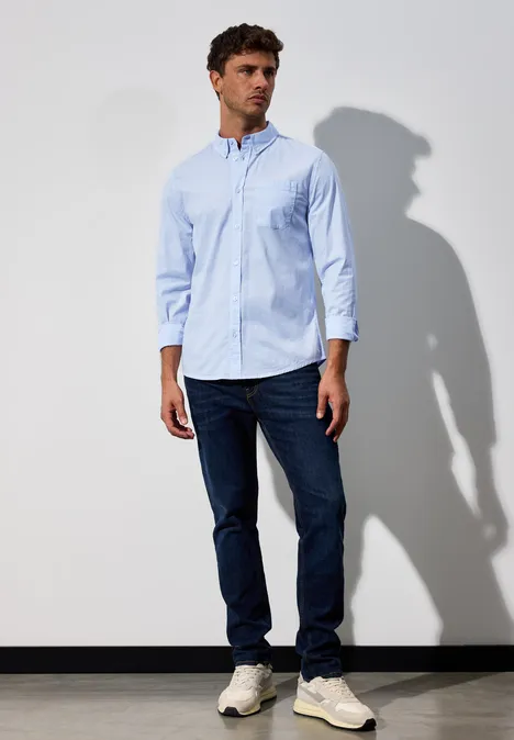 Slim fit overhemd in popeline soft blue