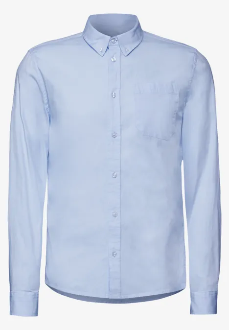 Slim fit overhemd in popeline soft blue