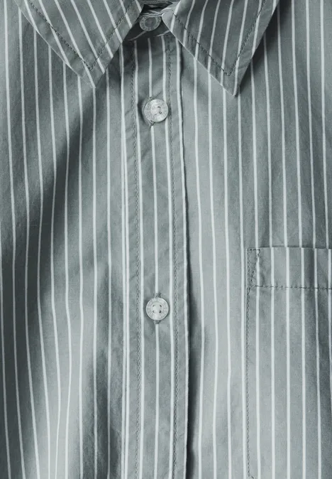 Gestreept slim fit overhemd silver green