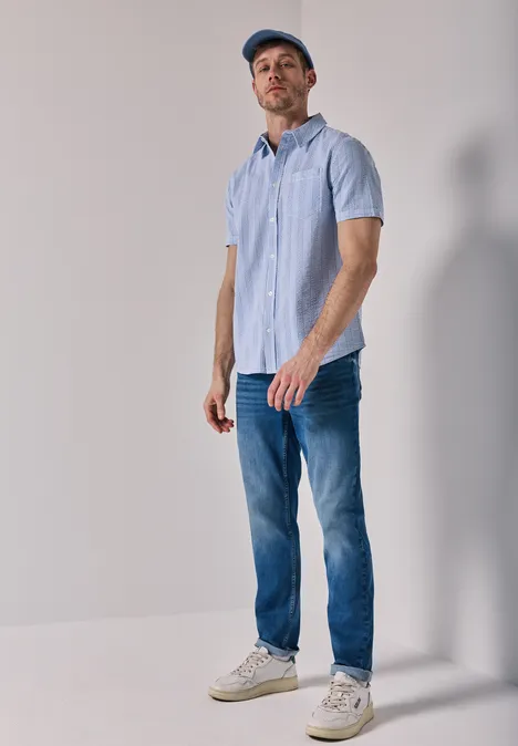 Seersucker overhemd classic chambray