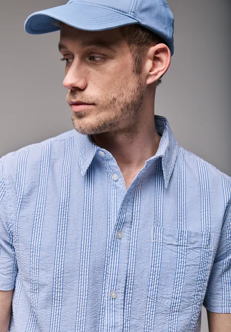 Seersucker overhemd classic chambray