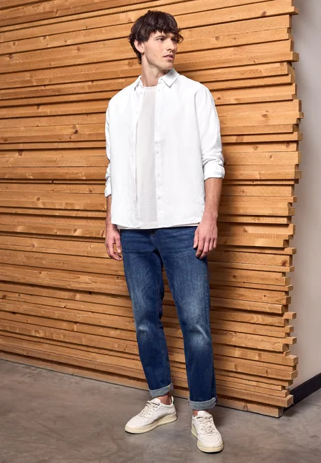 Linnen shirt met lange mouwen White