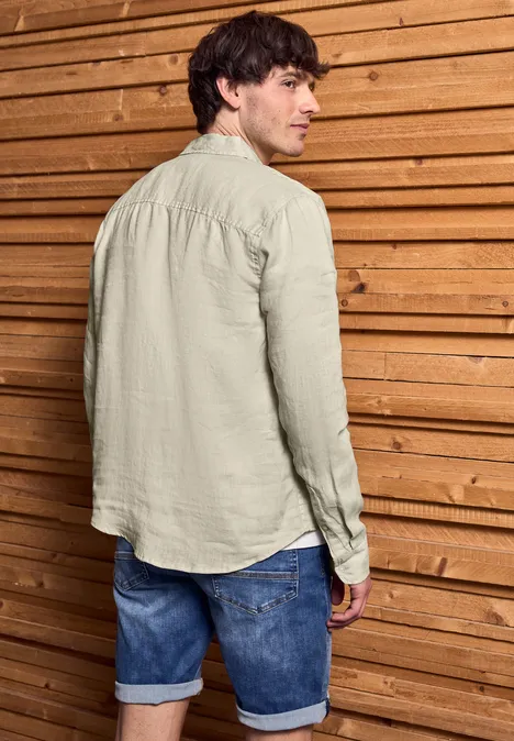 Linnen shirt met lange mouwen beach stone