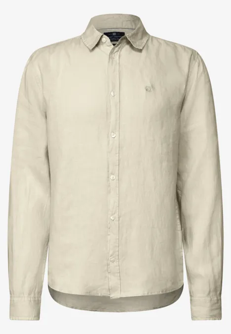 Linnen shirt met lange mouwen beach stone