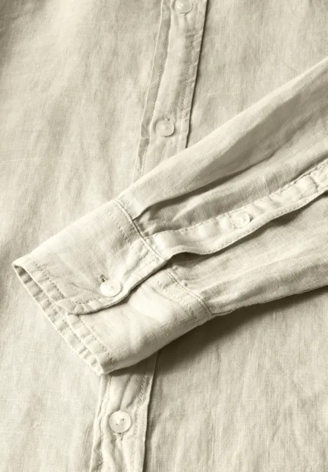 Linnen shirt met lange mouwen beach stone
