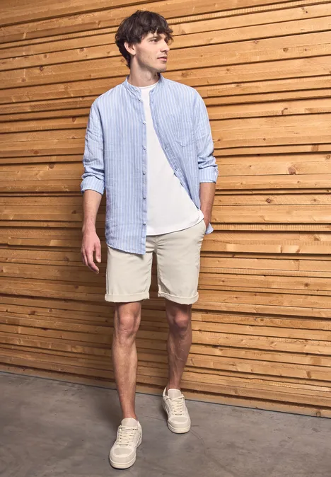 Gestreept linnen overhemd summer blue