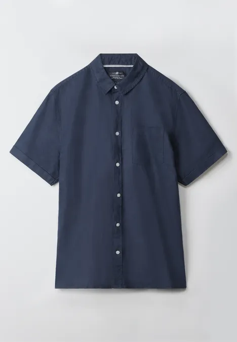 Linnen overhemd met korte mouwen dark blue