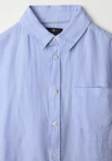 Linnen overhemd met korte mouwen summer blue