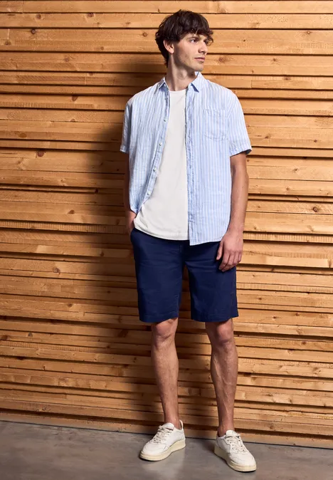 Gestreept linnen overhemd summer blue