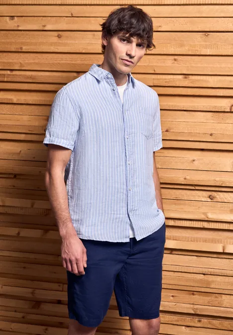 Gestreept linnen overhemd summer blue