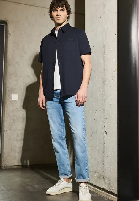 Shirt met structuur dark ink blue