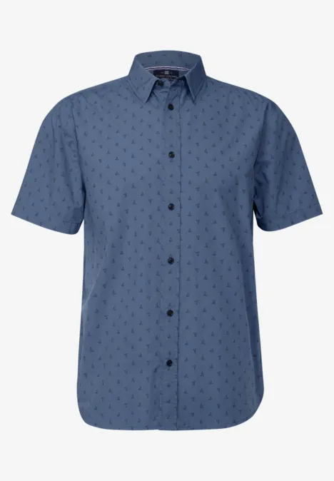 Gedessineerd overhemd in popeline ocean blue