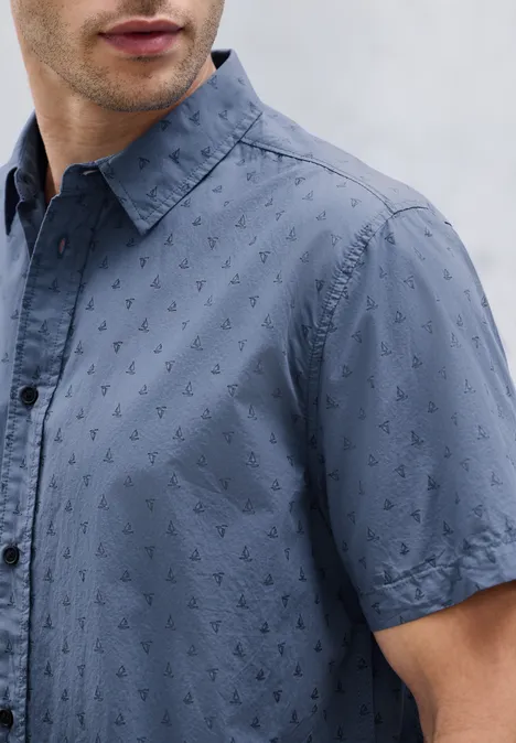 Gedessineerd overhemd in popeline ocean blue