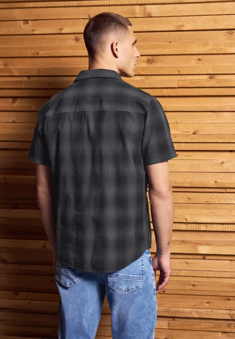 Geruit katoenen overhemd heavy grey