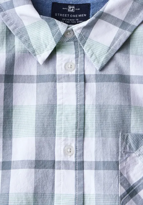 Geruit overhemd met korte mouwen teal green