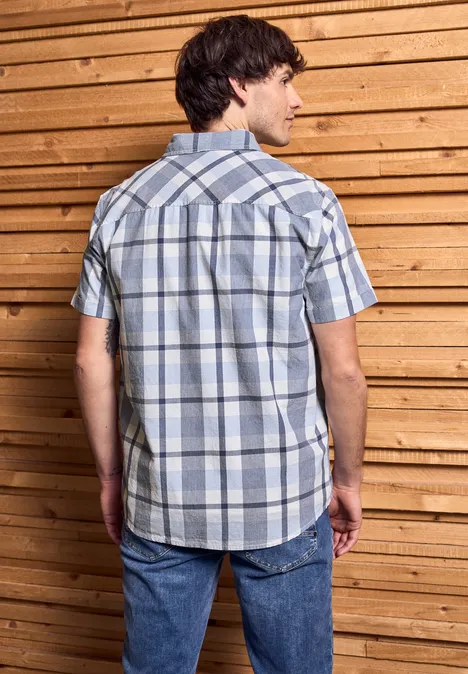 Geruit overhemd met korte mouwen light blue