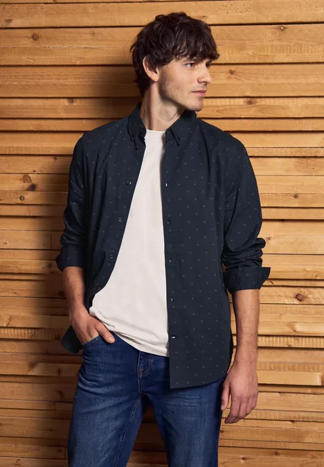 Hemd mit Minimal Print night blue Hemd mit Minimal Print night blue