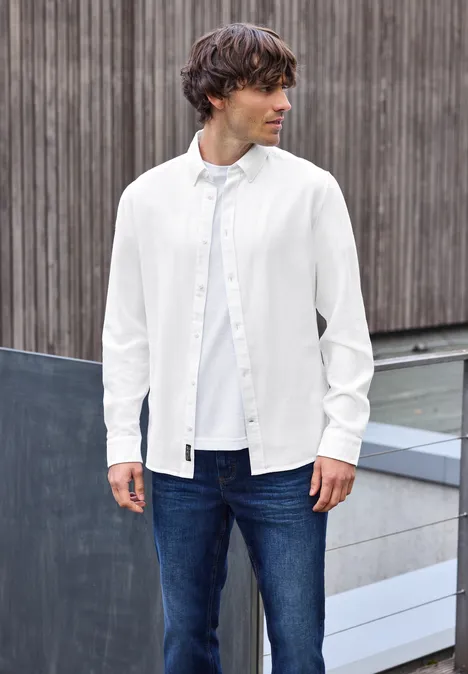 Hemd mit Piqué Struktur bright white Hemd mit Piqué Struktur bright white