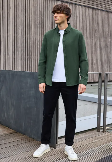 Shirt met piquéstructuur soft olive green