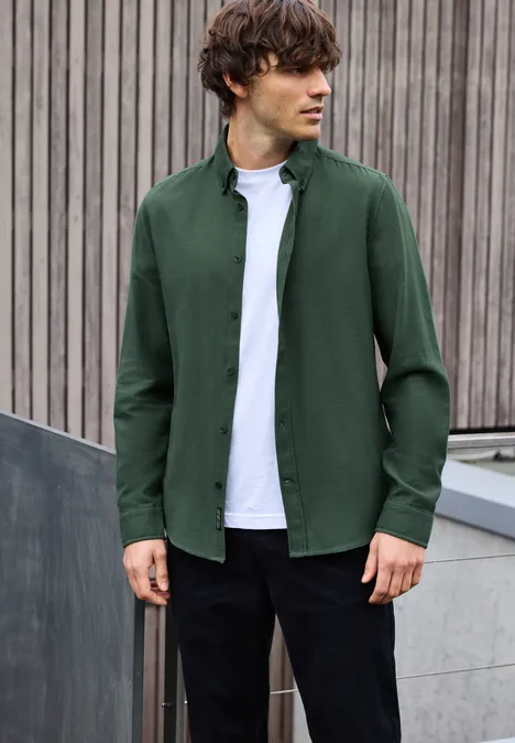 Shirt met piquéstructuur soft olive green
