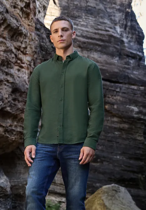 Shirt met piquéstructuur soft olive green