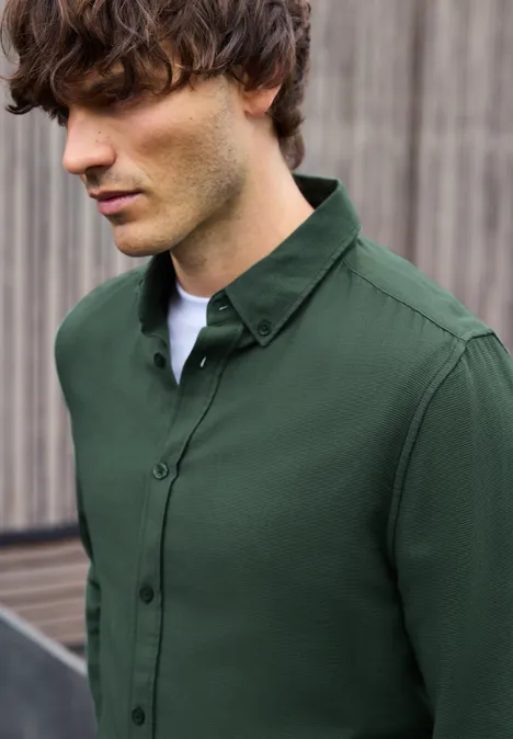 Shirt met piquéstructuur soft olive green