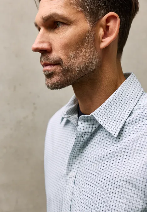 Popeline Minimal Print Hemd bright white