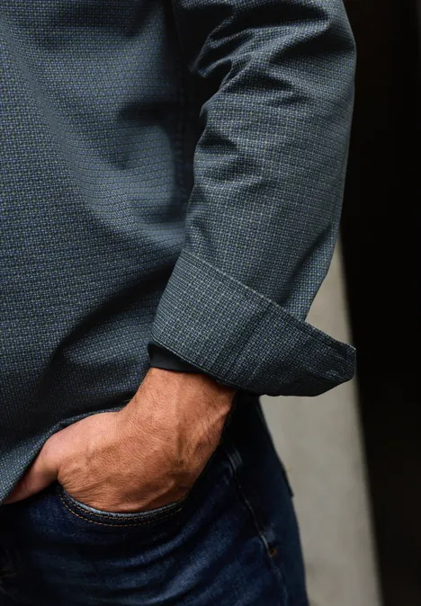 Popeline Minimal Print Hemd nocturnal blue