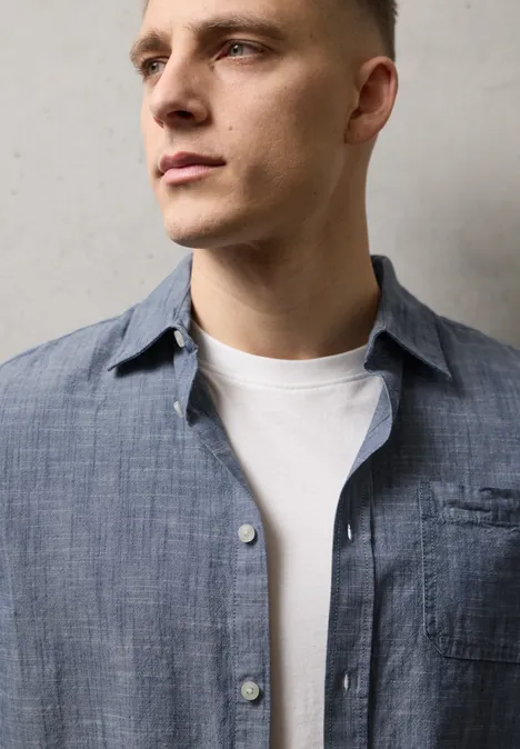 Chemise en chambray dark ink blue