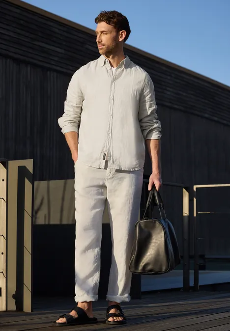 Koszula z długim rękawem Len bohemian beige