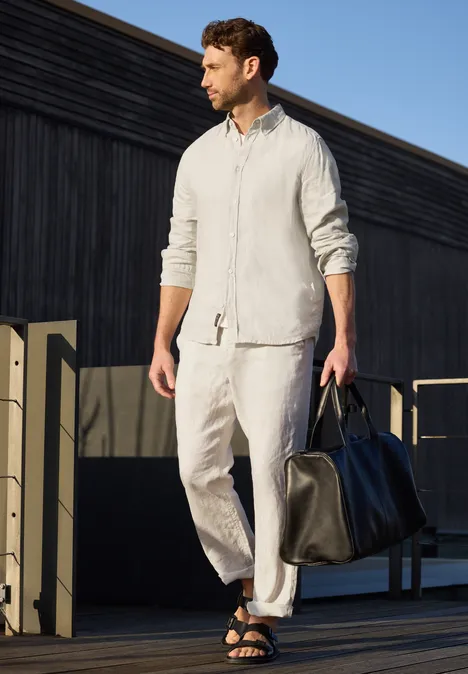 Koszula z długim rękawem Len bohemian beige