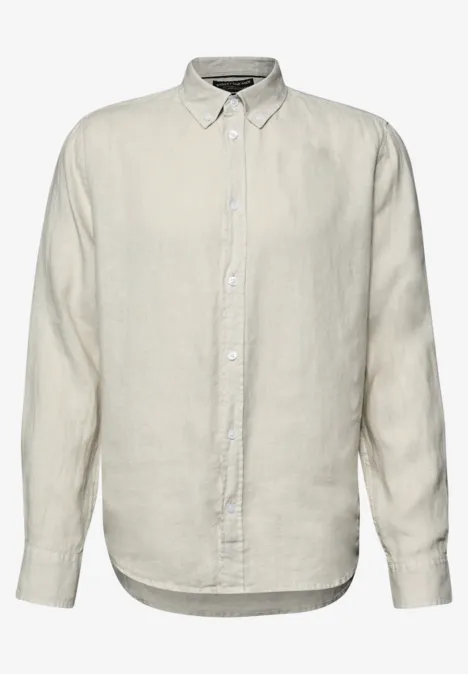 Chemise à manches longues en lin bohemian beige