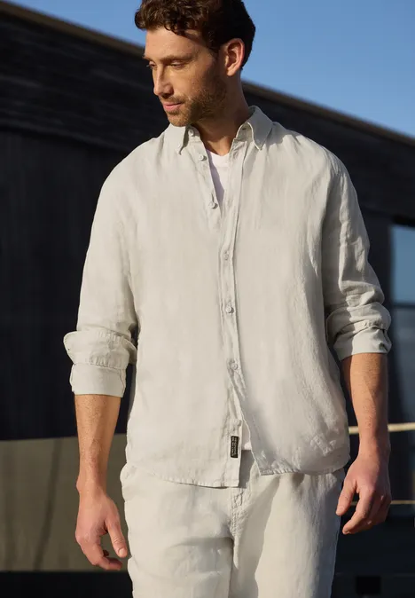 Koszula z długim rękawem Len bohemian beige