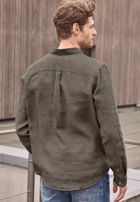 Chemise à manches longues en lin oak brown