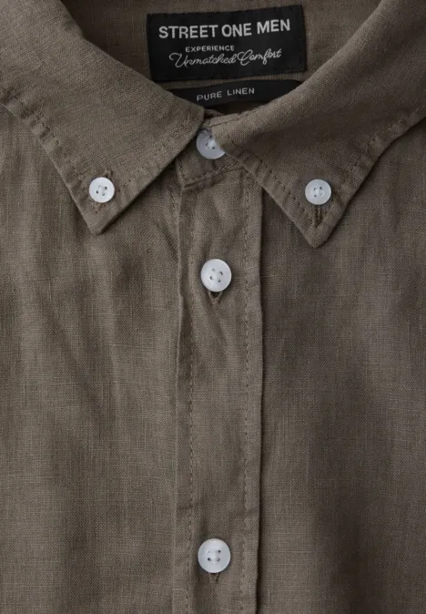 Chemise à manches longues en lin oak brown
