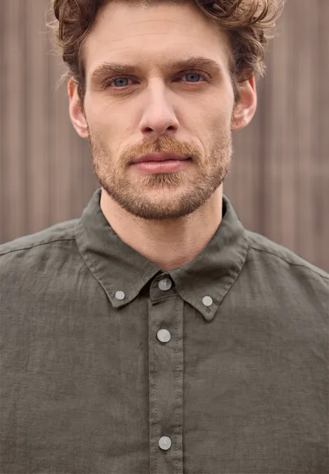 Chemise à manches longues en lin oak brown