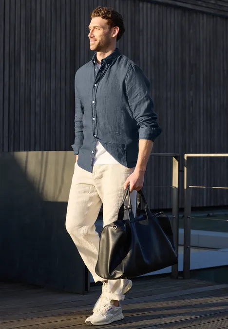 Langarm Hemd aus Leinen river blue Langarm Hemd aus Leinen river blue