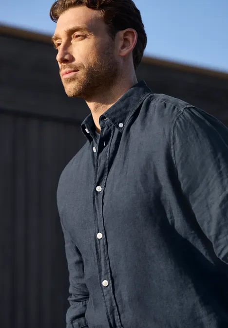 Langarm Hemd aus Leinen river blue Langarm Hemd aus Leinen river blue