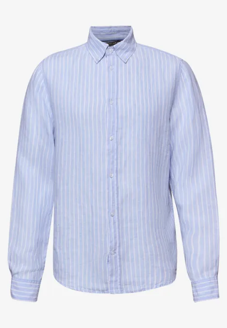 Langarm Hemd aus Leinen mit Streifen summer blue