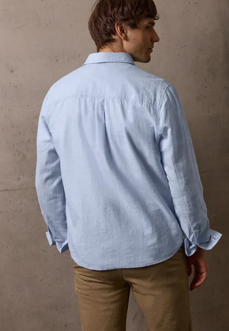 Chemise à manches longues en lin mélangé spring blue