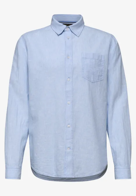 Langarm Hemd aus Leinenmix spring blue