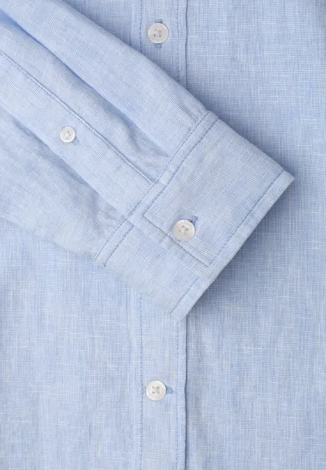 Chemise à manches longues en lin mélangé spring blue