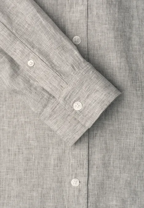 Langarm Hemd aus Leinenmix oak brown