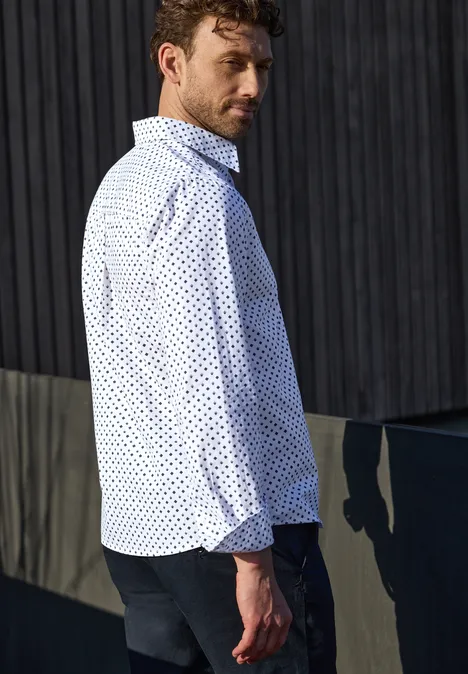 Overhemd met lange mouwen in popeline kwaliteit bright white