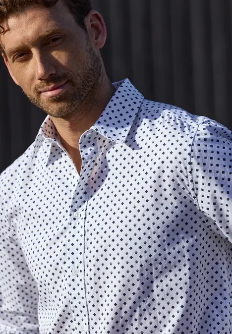 Overhemd met lange mouwen in popeline kwaliteit bright white