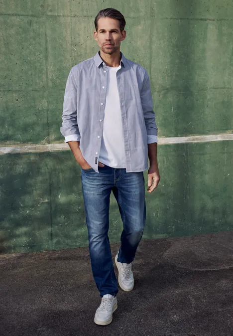 Langarm Hemd in Popeline Qualität bright white Langarm Hemd in Popeline Qualität bright white